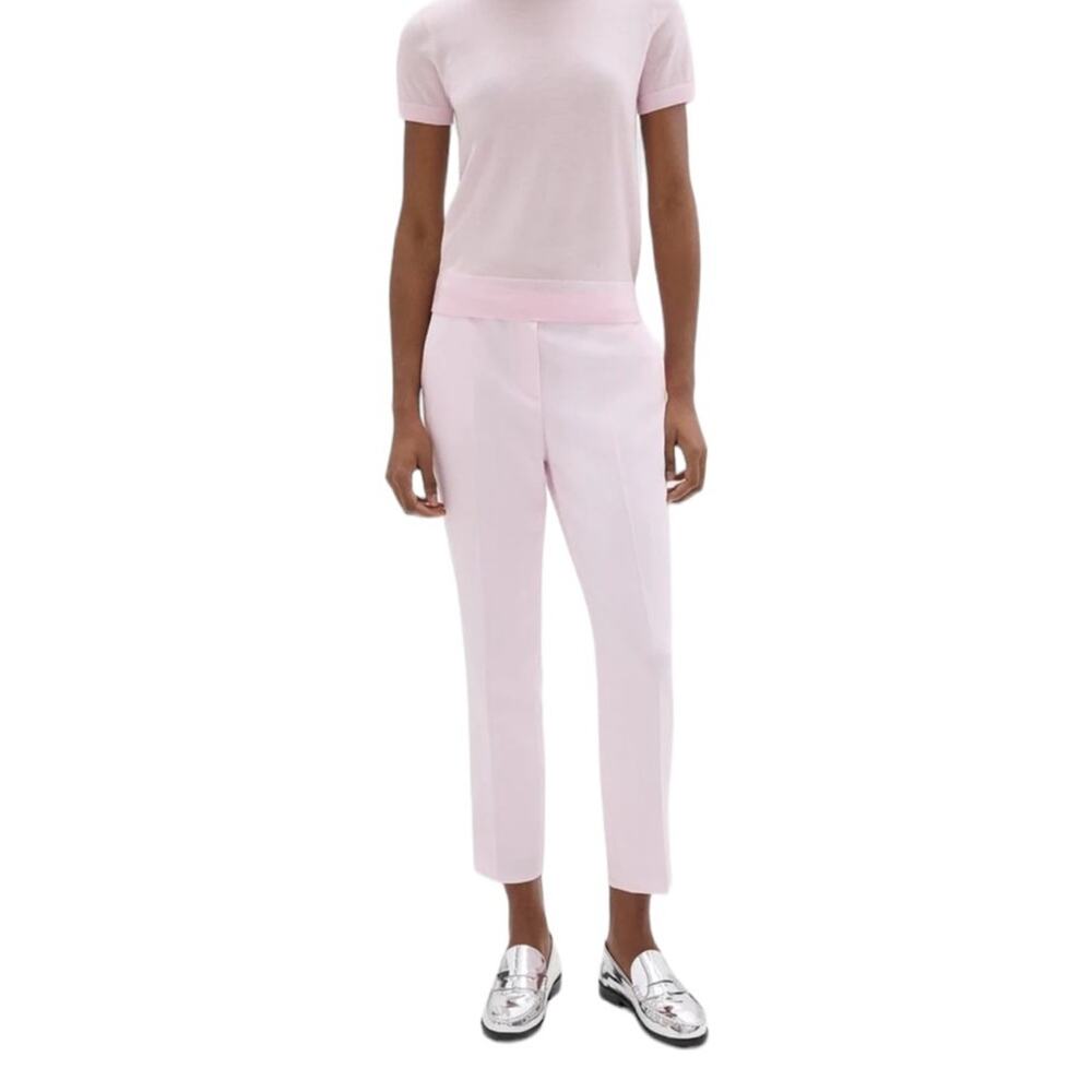 Theory Women's Trouser Pants Pull-On Pant‎ in Admiral Crepe Light Pink Size 18